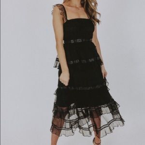 NWT L’abeye black tiered midi